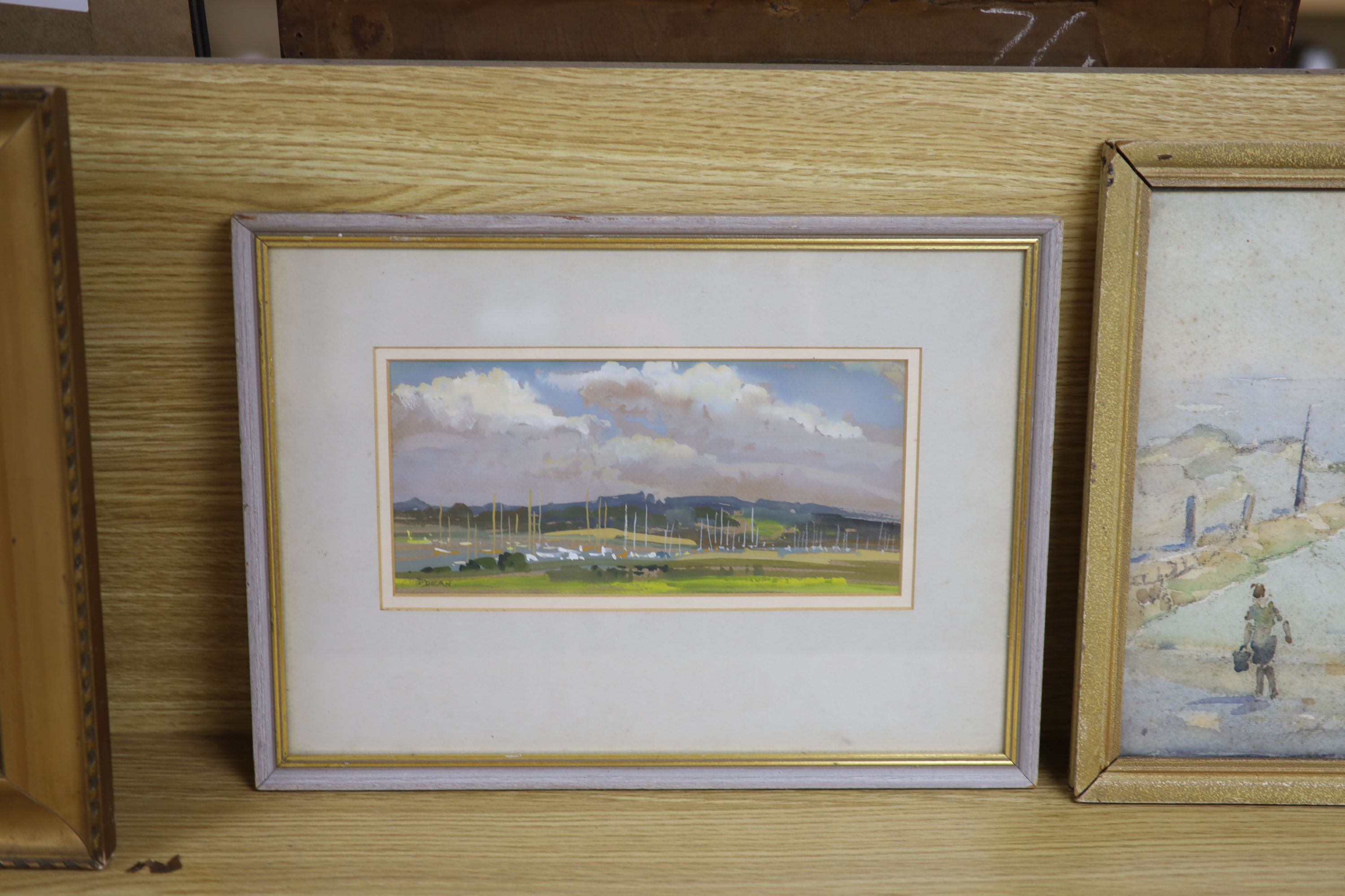 Dorothy Dean, gouache, Warsash, signed, 11 x 24cm